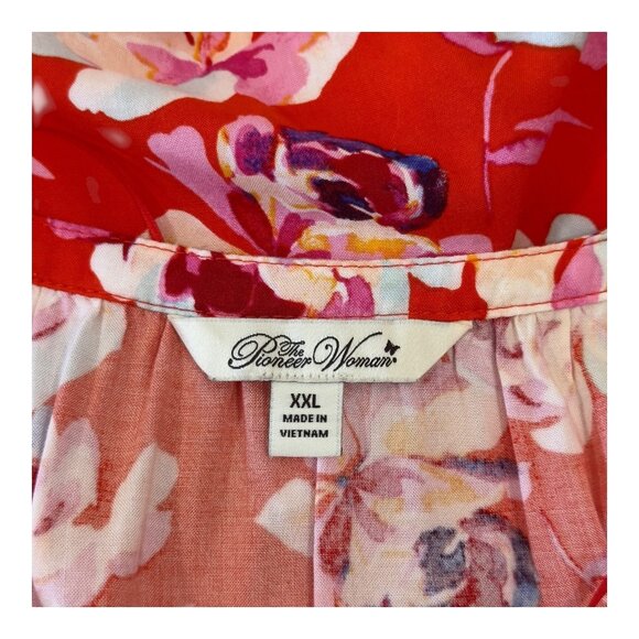The Pioneer Woman Womens Red Floral Print Dress Size XXL 3-4 Sleeve - Picture 3 of 15